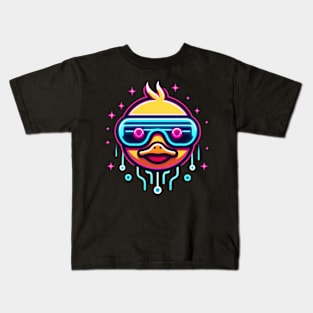 neon cyberpunk duck graphic Kids T-Shirt
